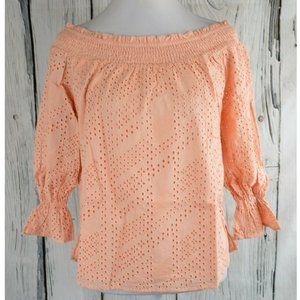 Eva Longoria Off-Shoulder Blouses Top Shirt Eyelet